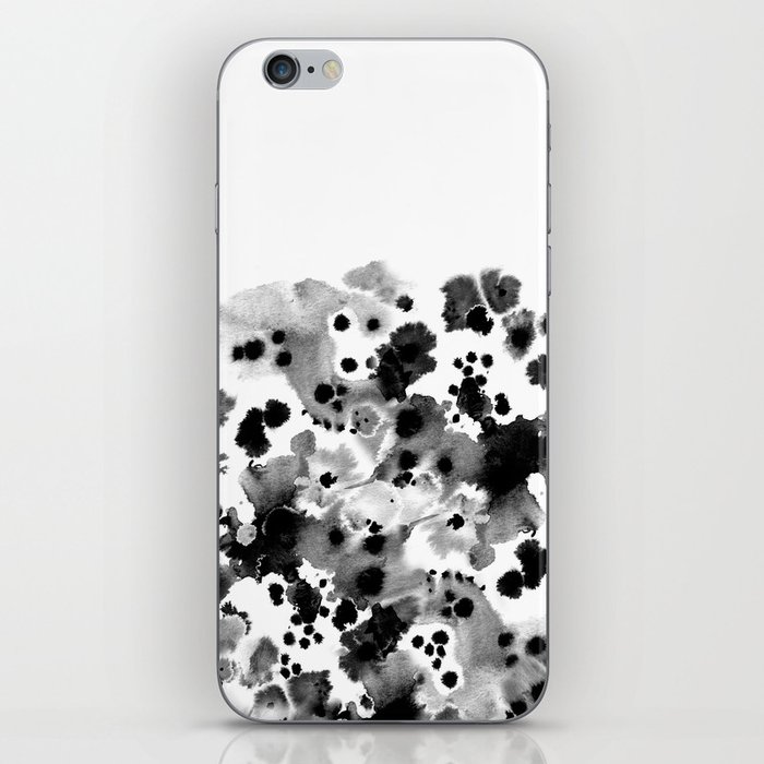 Mona - Black and White Painted Spots, painterly, abstract, monochrome cell phone case iPhone Skin