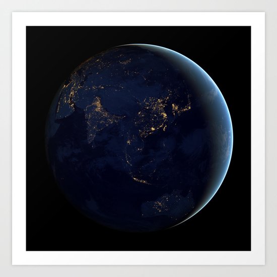 Asia at Night Art Print