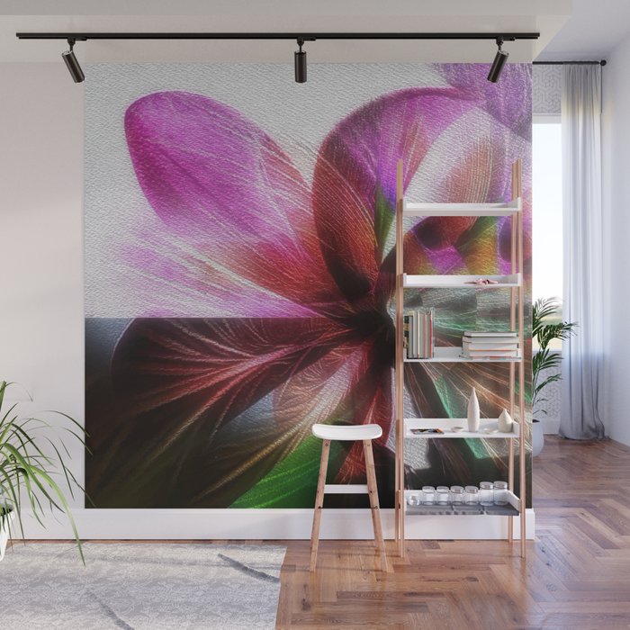 The Pinwheel Flower Abstract Floral Digital Art based on Macro Photography Wall Mural