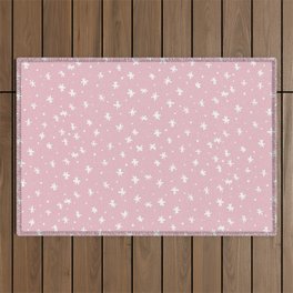 Stars and dots - pink and white Outdoor Rug