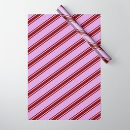 [ Thumbnail: Plum & Maroon Colored Lines/Stripes Pattern Wrapping Paper ]