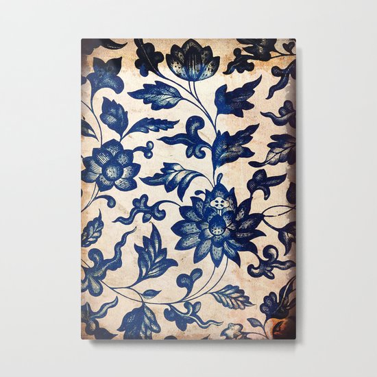 Blue Oriental Vintage Tile 06 Metal Print
