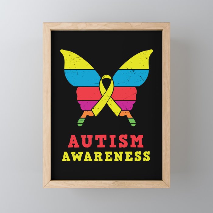 Autism Awareness Butterfly Framed Mini Art Print