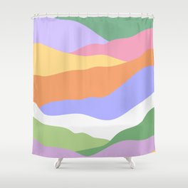 Retro Abstract Colorful Waves Shower Curtain