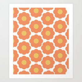 Orange Flowers Hippie 60s  Art Print