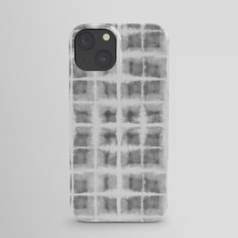Shibori gray squares iPhone Case