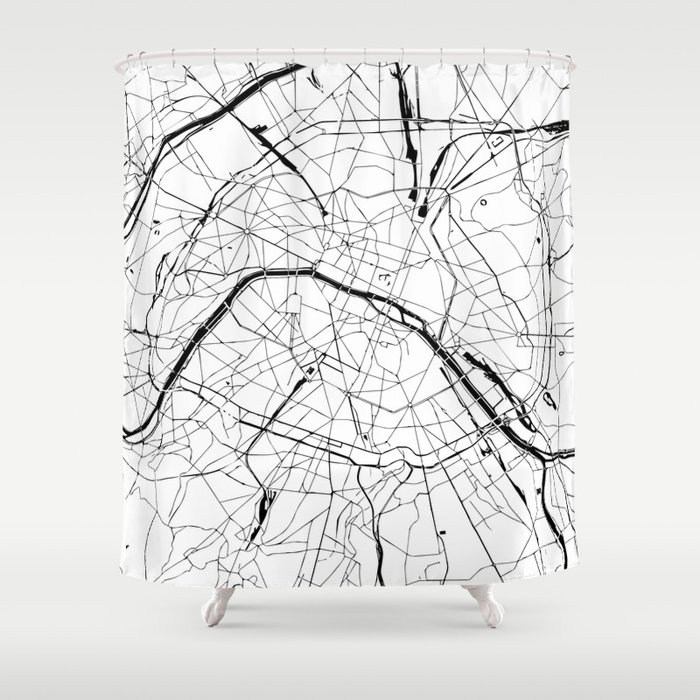 Black And White Shower Curtain By, Black And White Map Shower Curtain