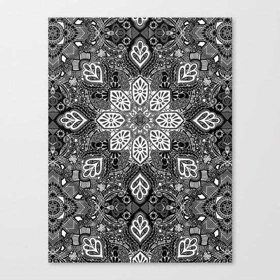 Gypsy Lace in White on Black Canvas Print