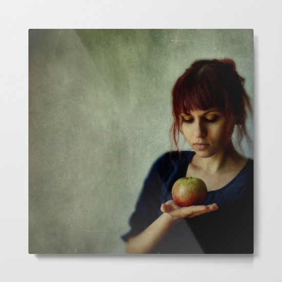 the girl with the apple Metal Print