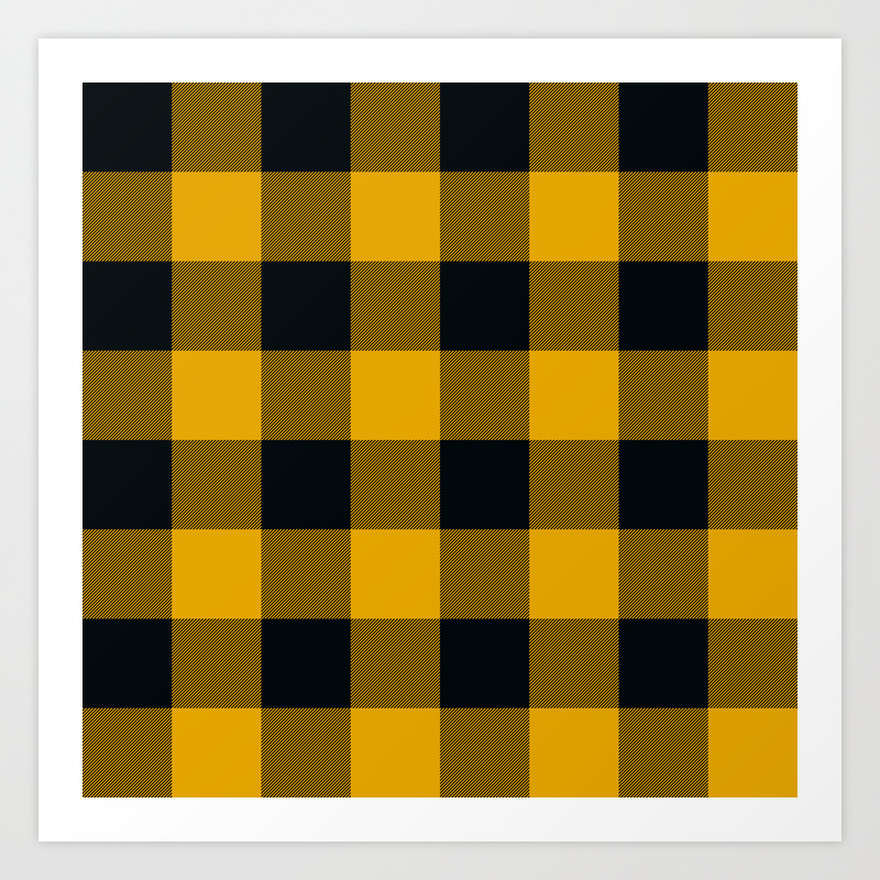 Yellow Black Buffalo Plaid Art Print By Christyne Society6