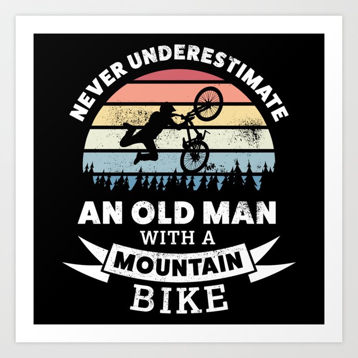 Funny Mountain Biking MTB Gift for Dad Art Print by Qwerty Designs