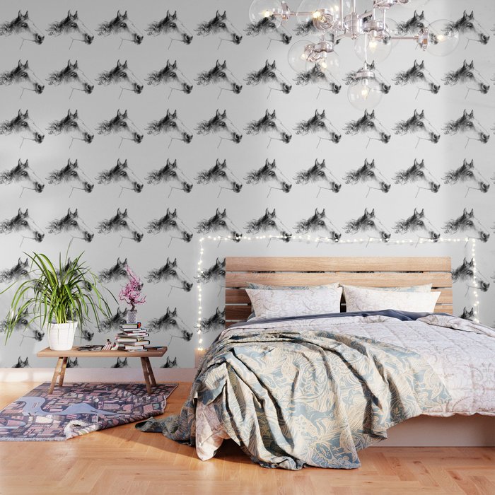 Horse Animal Head Portrait Hand Drawn Black And White Drawing Wallpaper By Arija Art