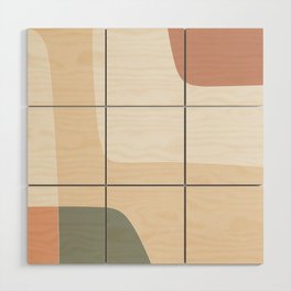Terracotta and Olive Green Block Pattern Wood Wall Art
