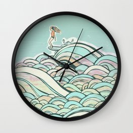 Joy Wall Clock | Ink Pen, Pattern, Digital, Surfergirl, Surf, Summer, Nature, Landscape, Ocean, Surtart 
