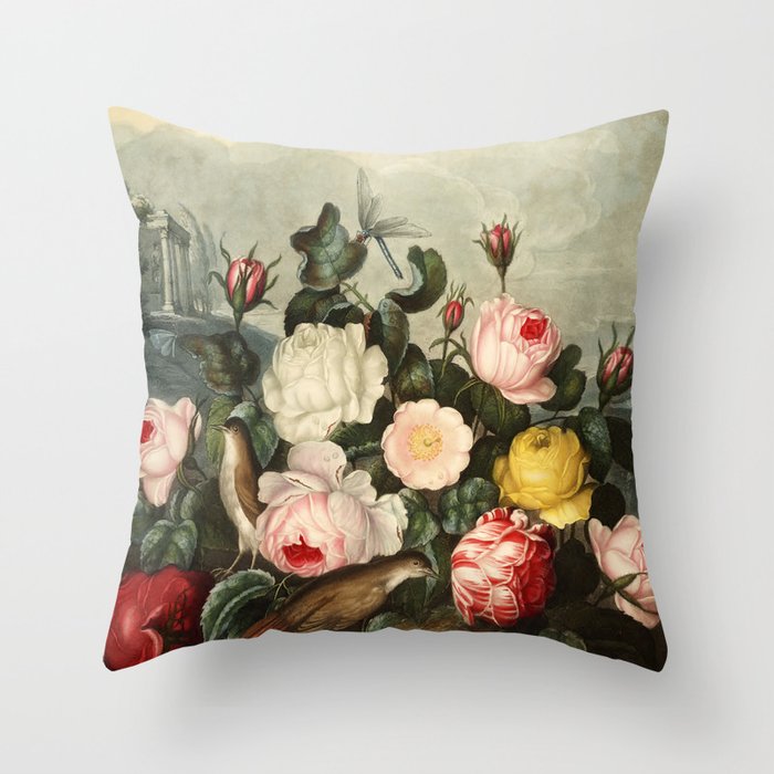 Pink  Red Floral : New Illustration Of The Sexual System Throw Pillow