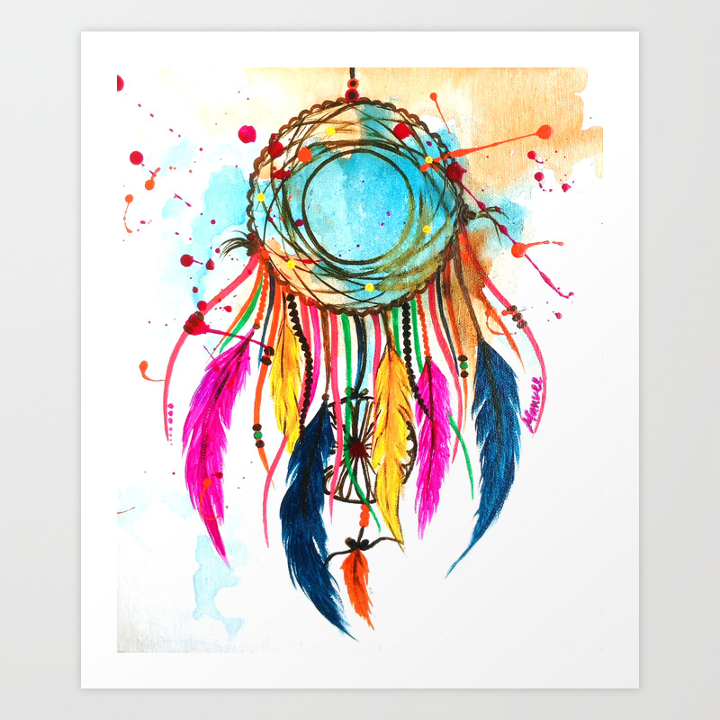 Dream A Beautiful Dream Dreamcatcher Art Print By Manveesingh
