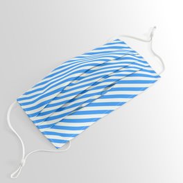 [ Thumbnail: Blue & Mint Cream Colored Lines Pattern Face Mask ]