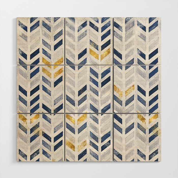 Herringbone Chevron Pattern Indigo Faux Gold Acrylic Canvas Wood - Herringbone Wood Wall Art Herringbone Chevron Pattern Indigo Faux Gold Acrylic Canvas Wood - Herringbone Wood Wall Art