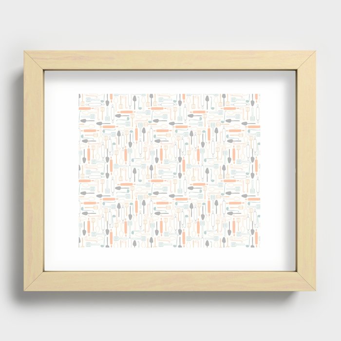 cute kitchen tools pattern Recessed Framed Print