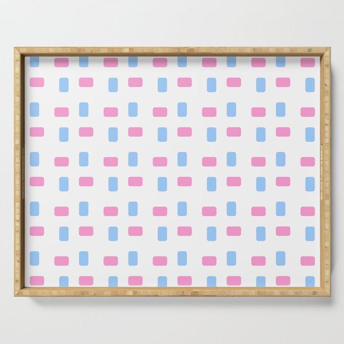 square and tartan 69- blue and pink Serving Tray