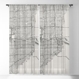 USA, Miami Map - Black and White Sheer Curtain
