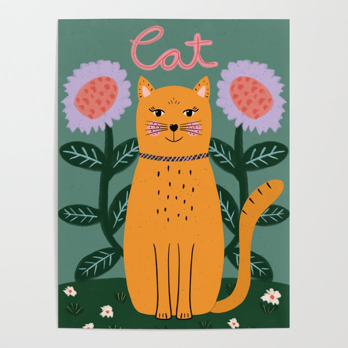 Meow - Cat Illustration Poster