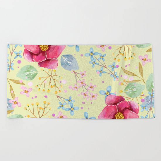 FLOWERS WATERCOLOR 5 Beach Towel