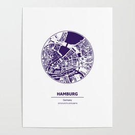 Hamburg city map coordinates Poster