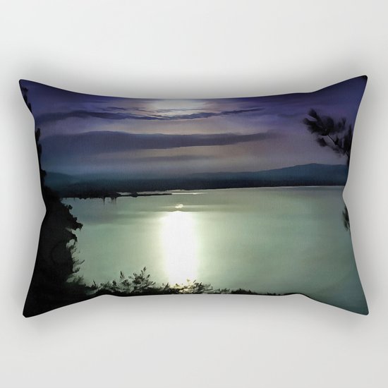 Blue Coastal Sunset Rectangular Pillow