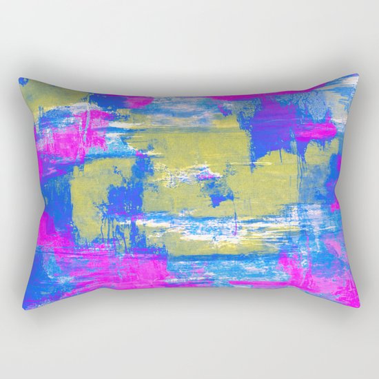 Just Relax - Abstract, pink, blue and yellow painting Rectangular Pillow