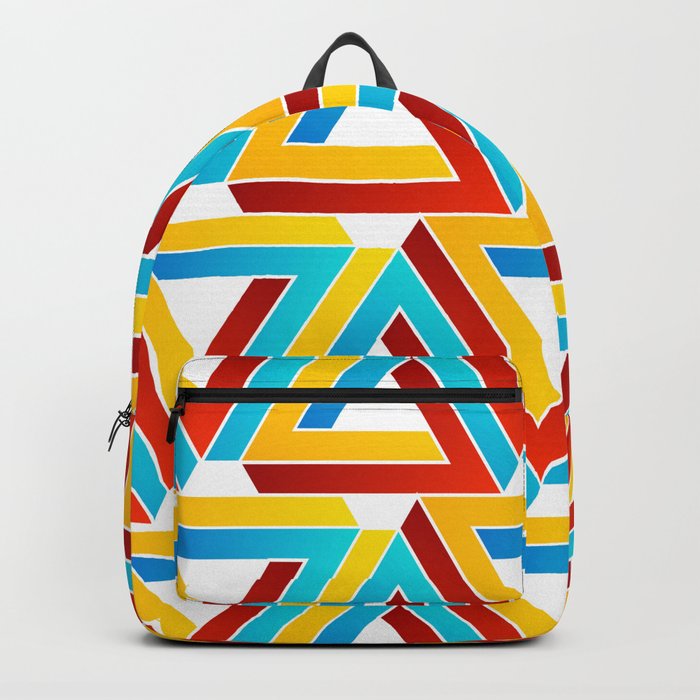 Colorful Penrose triangles- optical illusion backdrop Backpack
