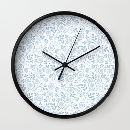 Pale Blue Eastern Floral Pattern Wall Clock
