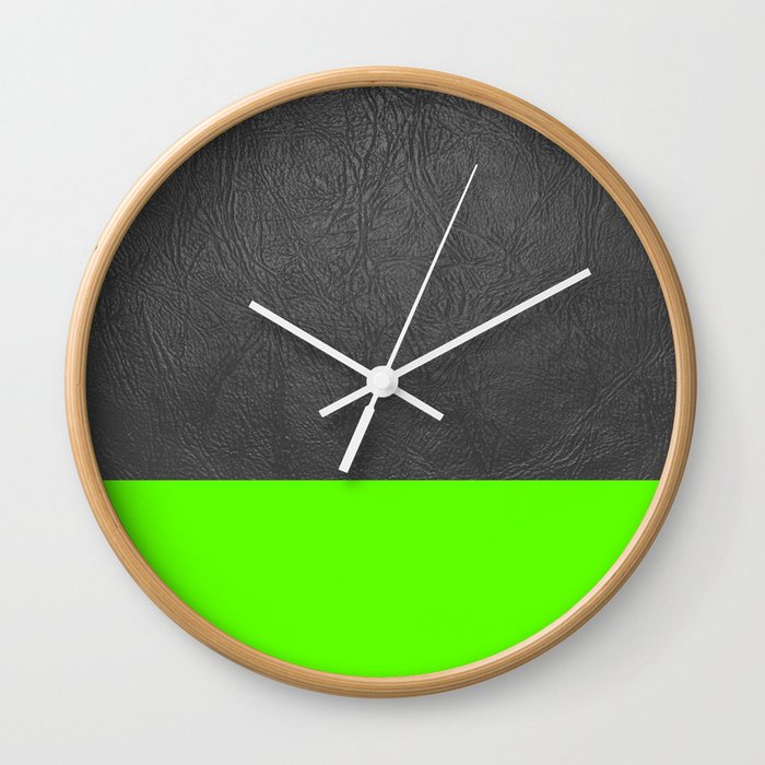 Neon Green and grey leather Wall Clock
