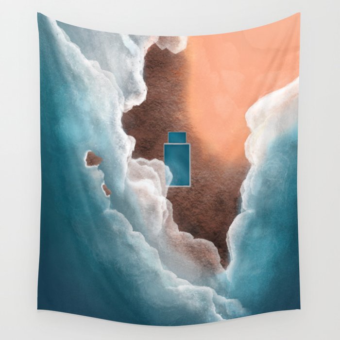 Mona Vale Beach | Aerial Illustration Wall Tapestry