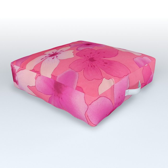 Girly pink watercolor abstract floral pattern Outdoor Floor Cushion