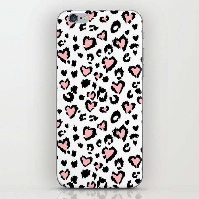 Leopard or jaguar seamless pattern, textured fashion, abstract safari background. Effect of big tropical wild cat fur, spots stylized as hearts with pink camouflage iPhone Skin
