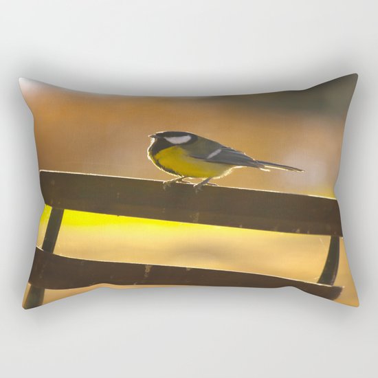 Great Tit On A Chair Rectangular Pillow
