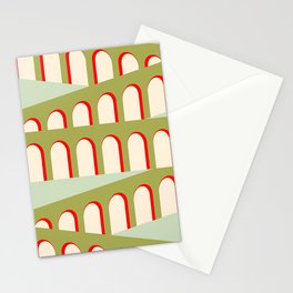 Bauhaus Arch Minimalist Green Greenery Red Pastel Stationery Card