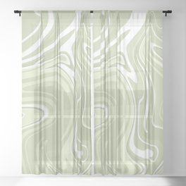 sage green marble art Sheer Curtain