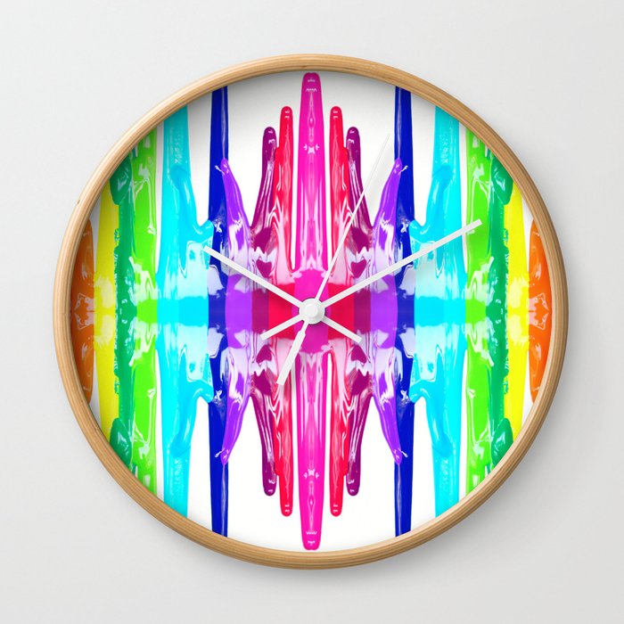 Rainbow Paint Spill Sound Wave Seamless Pattern Wall Clock