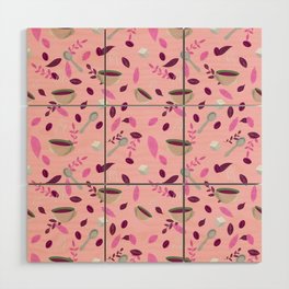 Coffee Pattern-Pink Wood Wall Art