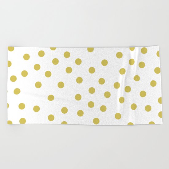Simply Dots in Mod Yellow on White Beach Towel