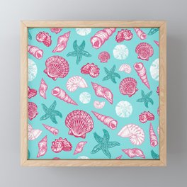 Seashell Pattern - Pink and mint Framed Mini Art Print