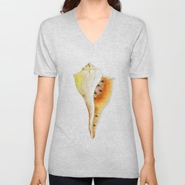 Delicate Yellow Seashell Art Beach Beauty V Neck T Shirt