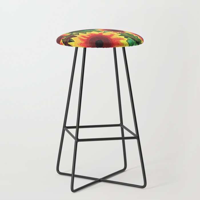 Hand Painted - Abstract Sunflowers Bar Stool