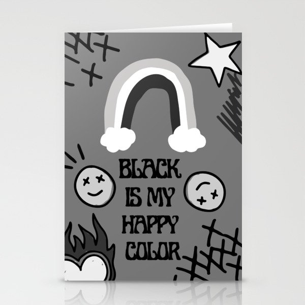 Black Is My Happy Color - Pop punk art Stationery Cards
