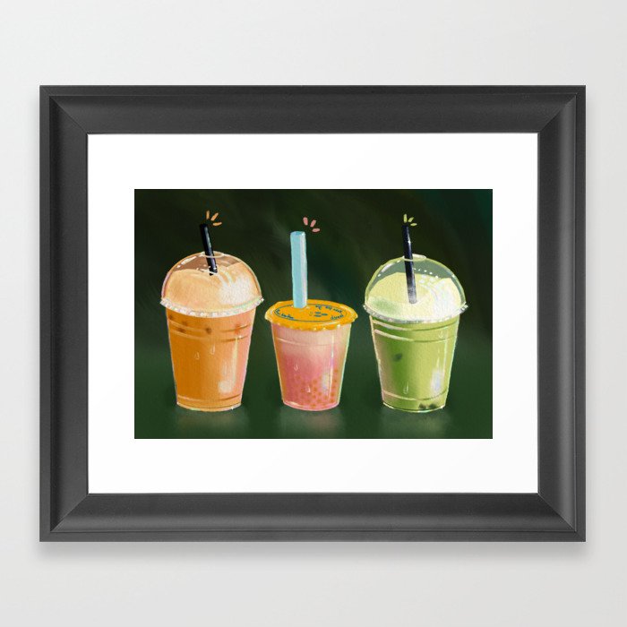 Cute Summer Drinks Framed Art Print