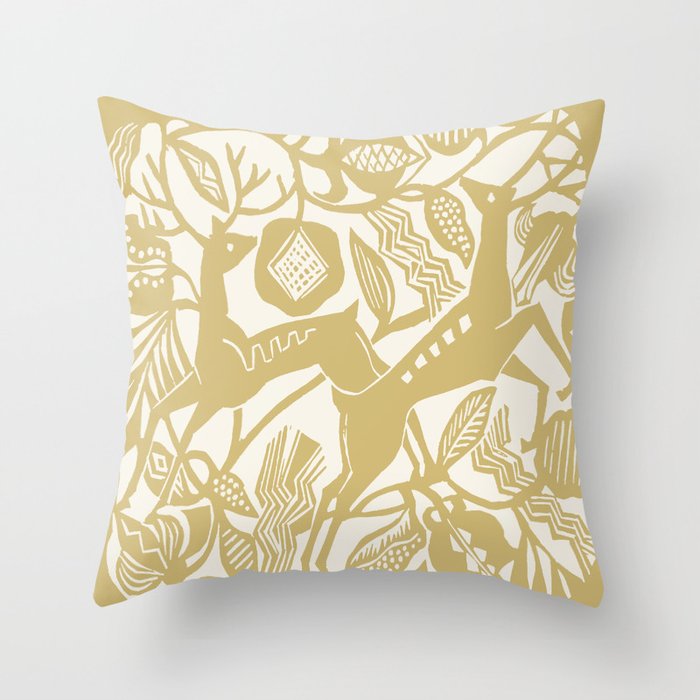 Woodland Deer Design Throw Pillow