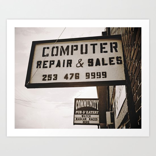 Computer repair shop Art Print