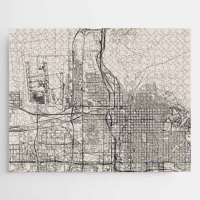 Salt Lake City USA - City Map - Black and White Aesthetic - Minimalist Jigsaw Puzzle